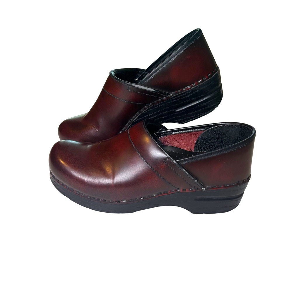 Dansko Women Clogs Cordovan Cabrio burgundy Leather Professional Slip On Size 39